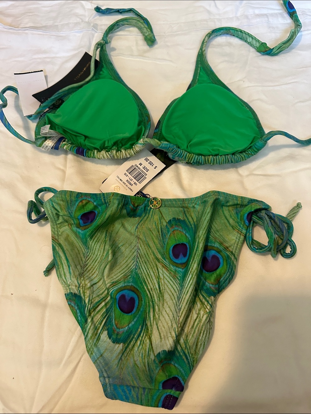 Vix Green Peacock-Print String Bikini - Picture 3 of 4